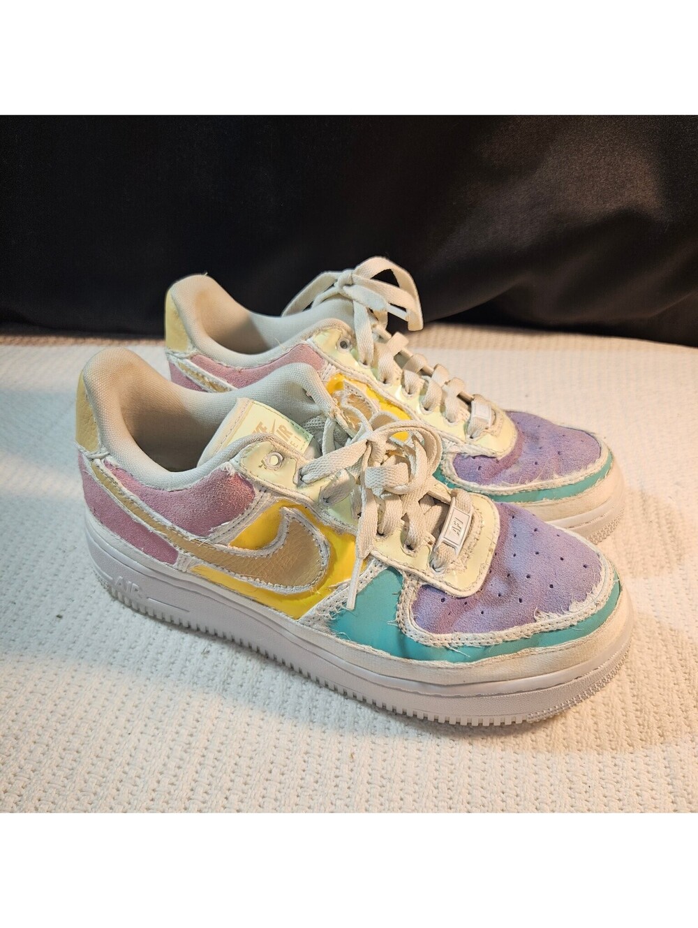 Nike Air Force 1 Shadow Women's Athletic Shoes Multi-Color Pastel US 8 Suede